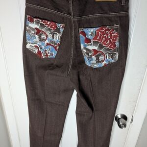Ecko Unlimited Brown Jeans with Graphic Pockets